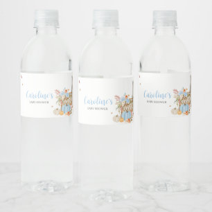 Etiqueta Para Botella De Agua Caída en el amor Calabaza Azul Otoño