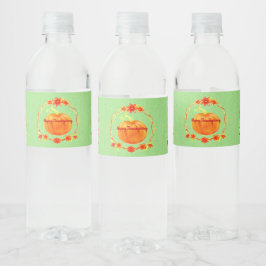 Etiqueta Para Botella De Agua Calabaza acuarela de Acción de Gracias al Green
