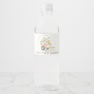Etiqueta Para Botella De Agua Calabaza Localmente Cultivada Carro de Acuarela Ba