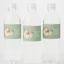 Etiqueta Para Botella De Agua Calabaza otoño flor marrón rústica