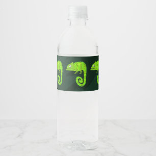 Etiqueta Para Botella De Agua Camaleón verde lindo