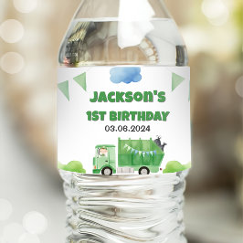 Etiqueta Para Botella De Agua Camión basura de basura Fiesta de cumpleaños 1