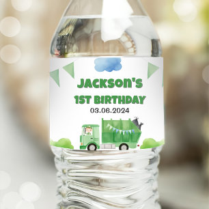 Etiqueta Para Botella De Agua Camión basura de basura Fiesta de cumpleaños 1