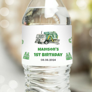 Etiqueta Para Botella De Agua Camión basura de basura Fiesta de cumpleaños 1