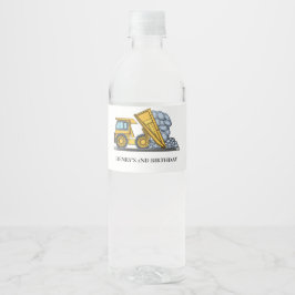 Etiqueta Para Botella De Agua Camión de Volteo de Construcción Cumpleaños Niños 