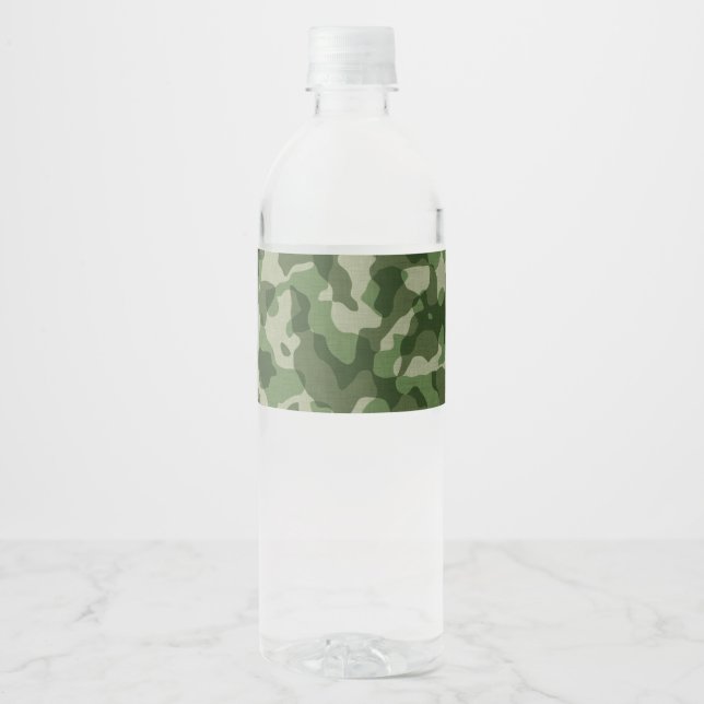 Etiqueta Para Botella De Agua Camo verde (Anverso)
