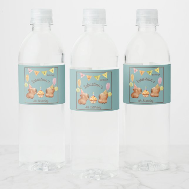 Etiqueta Para Botella De Agua Capybara Wonderland (Botellas)