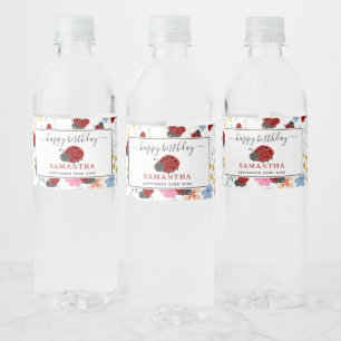 Etiqueta Para Botella De Agua Cariñosas Mariquitas Flores Silvestres Cumpleaños