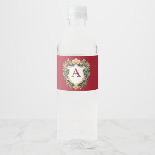 Etiqueta Para Botella De Agua Carta monográfica de Navidades elegantes