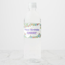 Etiqueta Para Botella De Agua Cartel de Feliz Cumpleaños Pennant