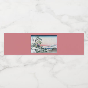 Etiqueta Para Botella De Agua Casa de té Koishikawa Vista Monte Fuji por Hokusai