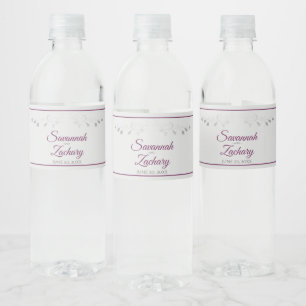 Etiqueta Para Botella De Agua Cassis de la Boda Elegante de Vintage Gris