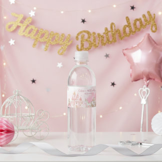 Etiqueta Para Botella De Agua Castillo Real Princesa Rosa Cumpleaños 4