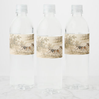 Etiqueta Para Botella De Agua Caza Tradicional con Foxhound