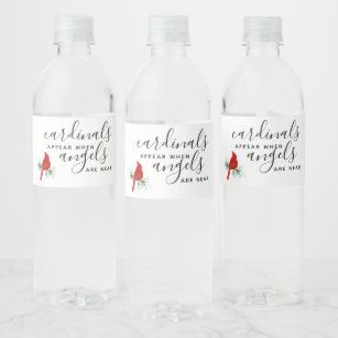 Etiqueta Para Botella De Agua Celebración de la vida por el recuerdo cardinal