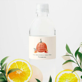 Etiqueta Para Botella De Agua Cena de Acción de Gracias con Amigos Calabaza Nara