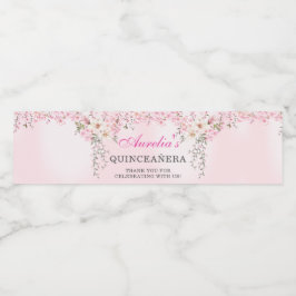 Etiqueta Para Botella De Agua Cerezos en flor dulce Floral Dieciséis cumpleaños