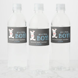 Etiqueta Para Botella De Agua Chalkboard Cow Boy Baby Shower