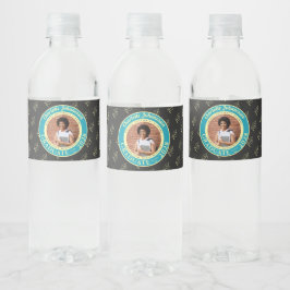 Etiqueta Para Botella De Agua Charcoal Photo Modern Graduation Party
