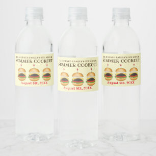 Etiqueta Para Botella De Agua Cheeseburger Hamburger Burger Picnic Barbacoa BBQ