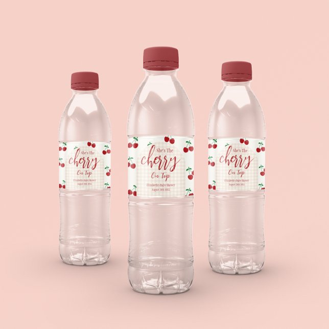 Etiqueta Para Botella De Agua Cherries Baby Shower (Subido por el creador)