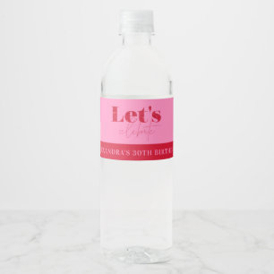 Etiqueta Para Botella De Agua Chic Rosa Rojo Celebremos Cumpleaños 