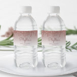 Etiqueta Para Botella De Agua Chic Rose Gold Glitter Drip 80th Birthday Party<br><div class="desc">These chic 80th birthday party water bottle labels feature a sparkly rose gold faux glitter drip border and rose gold ombre background. Personalize them with her name in dark rose handwriting script,  with her birthday and date below in sans serif font.</div>