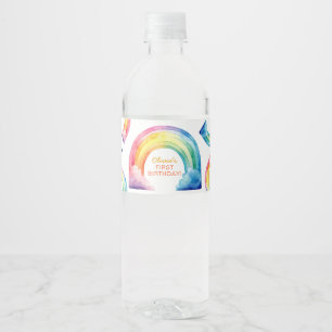 Etiqueta Para Botella De Agua Chica de color de agua arcoiris Etiqueta de botell