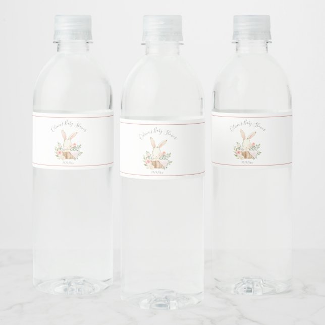 Etiqueta Para Botella De Agua Chica de conejo conejo Rubor rosa Baby Shower (Botellas)