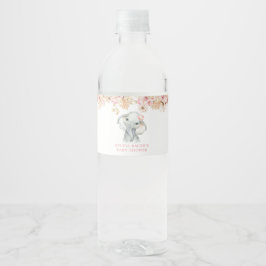 Etiqueta Para Botella De Agua Chica de Elefante Rosa Boho Botella de Agua Baby S