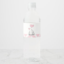 Etiqueta Para Botella De Agua Chica de Elefante Rosa Pastel Baby Shower
