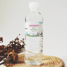 Chica de golf rosa Etiqueta de botella de agua de 