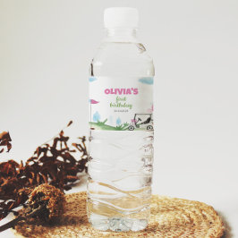 Etiqueta Para Botella De Agua Chica de golf rosa Etiqueta de botella de agua de 