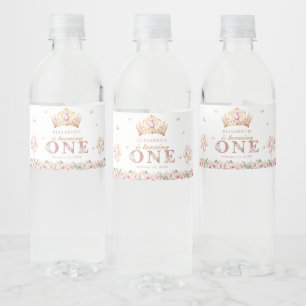 Etiqueta Para Botella De Agua Chica de la Princesa de la Corona de Oro