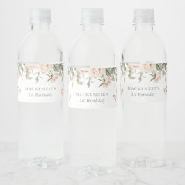 Etiqueta Para Botella De Agua Chica de mariposa floral rosa Fiesta de cumpleaños