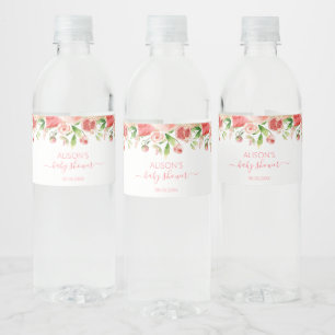 Etiqueta Para Botella De Agua Chica de shower de bebé de vegetación floral de ro