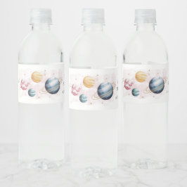 Etiqueta Para Botella De Agua Chica del espacio ultraterrestre Birthday Galaxy S