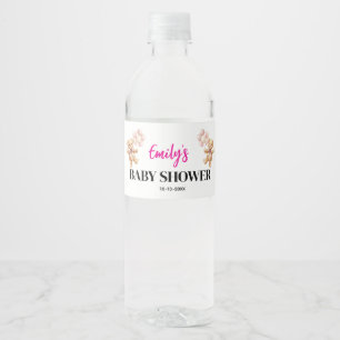 Etiqueta Para Botella De Agua Chica del Osito de Peluche Rosa Baby Shower
