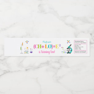 Etiqueta Para Botella De Agua Chica del Partido por el Cumpleaños de la Ciencia