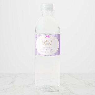 Etiqueta Para Botella De Agua Chica Kawaii Morada Arco Cumpleaños Asiático de Du