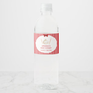 Etiqueta Para Botella De Agua Chica Kawaii Roja Arco Fiesta de Bebé Asiática Dum