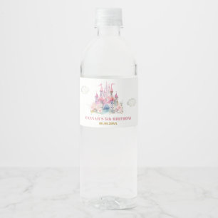 Etiqueta Para Botella De Agua Chica Princesa Royal Castle Quinto cumpleaños