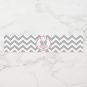 Etiqueta Para Botella De Agua Chica Rosado Tutu Chevron Baby Shower