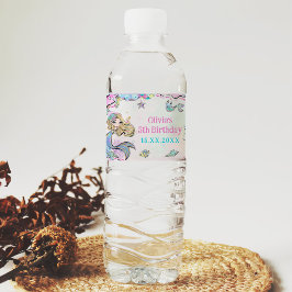 Etiqueta Para Botella De Agua Chica Sirenita Fiesta de Cumpleaños 5