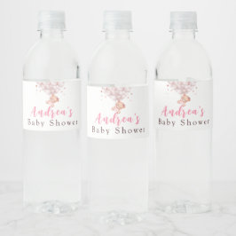 Etiqueta Para Botella De Agua Chica Sweet Pink Bear Baby Shower