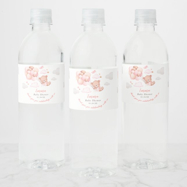 Etiqueta Para Botella De Agua Chica Teddy Bear Baby Shower (Botellas)