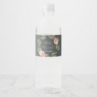 Etiqueta Para Botella De Agua Chicas Floral Rubor Pink Rose