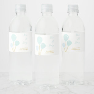 Etiqueta Para Botella De Agua Chico Globos Azules Shower de Bebé