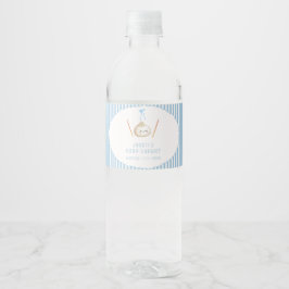 Etiqueta Para Botella De Agua Chico Kawaii Azul Arco Baby Shower Asiático Dumpli