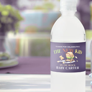 Etiqueta Para Botella De Agua Chico Nuevo En El Bloque Baby Shower 